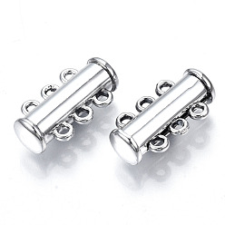 Платина 3-пряди латунные магнитного слайд замок застежки, без никеля , 6-луночное, трубка, платина, 19.5x10.5x6.5 мм, отверстие : 1.4 мм