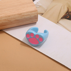 Темно-Голубой Открытые манжеты из смолы, отпечаток лапы, глубокое синее небо, внутренний диаметр: 16~19 мм