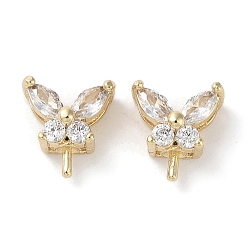 Настоящее золото 18K Латунные микропейв прозрачные кубические циркониевые подвески залог, без кадмия, без никеля и без свинца, бабочка, реальный 18 k позолоченный, 7.5x7x4.5 мм