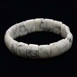 Говлит Классические упругие природных драгоценных камней прямоугольник бисером браслеты простирания, внутренний диаметр: 2-1/4 дюйм ~ 2-3/8 дюйм (5.6~6 см)