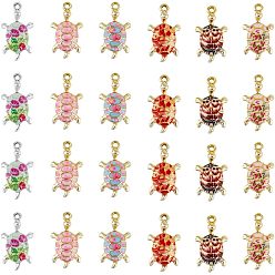 (52) Непрозрачная лаванда 24 шт 6 цвета сплава эмалевые подвески, золотой свет, черепаха, разноцветные, 24~24.5x13.5x5 мм, отверстие : 1.8 мм, 4 шт / цвет