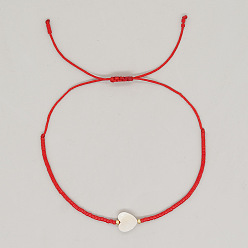 Красный Плетеные браслеты из стеклянных бусин в богемном стиле, натуральные украшения из ракушек для женщин, сердце, красные