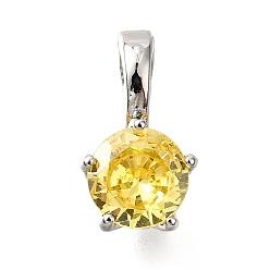 Платина Латунные микро проложить кубического циркония прелести, без кадмия, без никеля и без свинца, плоско-круглые, платина, 12.5x7x6 мм, отверстие : 3x3.5 мм