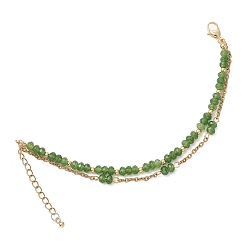 Темно-оливково-зеленый Регулируемые браслеты из натурального малайзийского нефрита и нержавеющей стали, темно-оливковый зеленый, 304 дюйм (6.34~6.73 см)