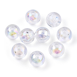 Clear Transparent Acrylic Beads, AB Colors Plated, Round, Clear, 8mm, Hole: 2mm, about 2000~2100pcs/500g