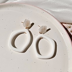 Белый Акриловые серьги-гвоздики Nuggets, золотые, белые, 60x30 мм