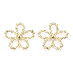 Light Gold Сплав цветочные многожильные звенья, стойки покрытие, без свинца, без никеля и без кадмия, золотой свет, 32~33x32~34x5 мм, отверстие : 11x6 мм