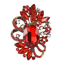 Сиамский Цветок с овальными золотыми брошками из сплава стразов для одежды рюкзака, Сиам, 71x51 мм