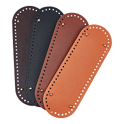 Mixed Color 4Pcs 4 Colors PU Leather Oval Long Bag Bottom, for Knitting Bag, Women Bags Handmade DIY Accessories, Mixed Color, 30x10x0.4~1cm, Hole: 4.5mm, 1pc/color