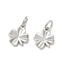 Platinum Brass Charms, Clover Charms, Cadmium Free & Lead Free, Rack Plating, Long-Lasting Plated, Platinum, 11x9x1.5mm, Hole: 3.5mm