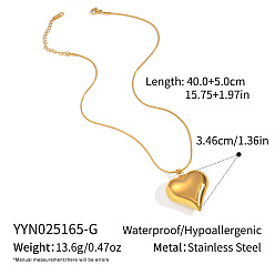 Настоящее золото 18K 304 женские ожерелья с подвесками в форме сердца из нержавеющей стали, реальный 18 k позолоченный, 15.75 дюйм (40 см)