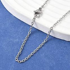 Нержавеющая Сталь Цвет Устойчивые к потускнению модные унисекс 304 ожерелья из нержавеющей стали с цепочкой, с карабин-лобстерами , цвет нержавеющей стали, 19.5~20.5 дюйм (50~52 см)