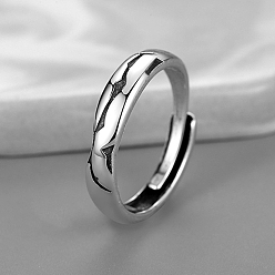 Античное Серебро Латунные кольца для мужчин, античное серебро, внутренний диаметр: регулируемый