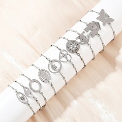 Нержавеющая Сталь Цвет 304 браслеты из нержавеющей стали ссылка для женщин, цвет нержавеющей стали, 7-7/8~8-5/8 дюйм (20~22 см)