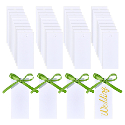 Желто-Зеленый 100 наборы пустых бумажных подарочных этикеток, с лентами, прямоугольные, желто-зеленый, 9x4x0.03 см