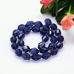Midnight Blue Faceted Polyhedron Imitation Austrian Crystal Bead Strands, Grade AAA, Midnight Blue, 13x10mm, Hole: 0.9~1mm, about 30pcs/strand, 15.7 inch