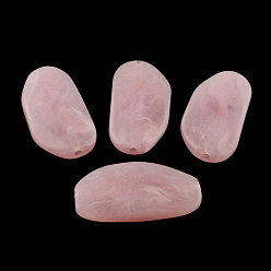 Бледно-Розовый Акриловые бусины, imitatin нефрита стиль, розовый жемчуг, 45x24x9 мм, Отверстие : 2.5 мм , около 65 шт / 500 г