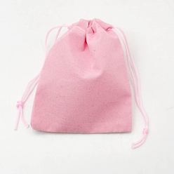 Hot Pink Velvet Cloth Drawstring Bags, Jewelry Bags, Christmas Party Wedding Candy Gift Bags, Hot Pink, 7x5cm