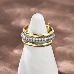 Платиновый & Золотой Латунные микро проложить пальцев кольца кубического циркония, штабелируемые кольца, платиной и золотом, размер США 8 (18.1 мм) ~ размер США 10 (19.8 мм)