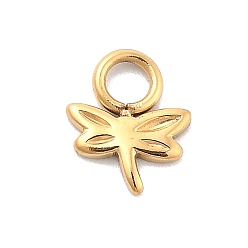 Dragonfly Ионное покрытие (ip) 304 брелоки из нержавеющей стали, реальный 14 k позолоченный, стрекоза, 8.5x7x1 мм, отверстие : 3 мм