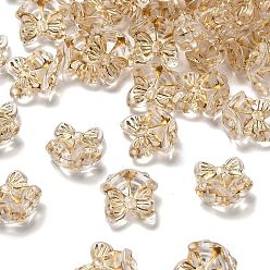 Прозрачный Прозрачные акриловые бусины, рождественский колокольчик с бантом, золотой металл обвитыми, прозрачные, 15x15.5x8.5 мм, отверстие : 1.2 мм, Около 562 шт / 500 г