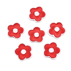 Красный Полиэстер, компьютерная вышивка, нашивки, пришивные и приклеиваемые утюгом., цветок, аппликация, красные, 19x19x2 мм
