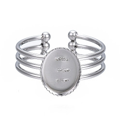 Нержавеющая Сталь Цвет Не тускнеет 304 кольцо-манжета из нержавеющей стали с открытыми оправами для кабошонов, овальные, цвет нержавеющей стали, размер США 8 3/4 (18.7 мм), лоток : 8.2x10.2 мм