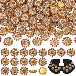 Золотой Кварц 120Шитье со стразами, прозрачное стекло горный хрусталь, с настройками железного зубца, граненые, цветок, золотой кварц, 14x4.5 мм, отверстие : 1.2 мм