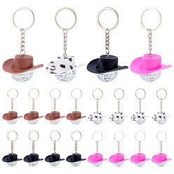 (52) Непрозрачная лаванда 20шт 4 цвета пластиковые брелки, со стеклом и железом, шляпа, зеркальный диско-шар, разноцветные, 96 мм, 5 шт / цвет