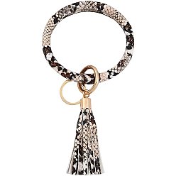 Льняное Полотно Брелки-браслеты из искусственной кожи с леопардовым принтом, вырезанные полые, брелок на запястье с кисточкой и кольцом из сплава, белье, 1 мм