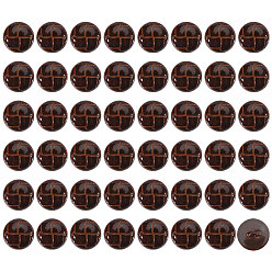 Кокосово-Коричневый Пластиковые кнопки 1-отверстие, полукруглый, кокосового коричневый, 25x14 мм, отверстие : 3 мм