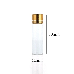 Золотой Четкие стеклянные бутылки шарик контейнеры, Пробирки для хранения шариков с завинчивающейся крышкой и алюминиевой крышкой, колонка, золотые, 2.2x7 см, емкость: 15 мл (0.51 жидких унций)