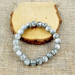 Светло-серый Стеклянная имитация натурального агата круглые бусины браслеты из эластичного бисера, светло-серый, 2-3/8 дюйм (6 см)