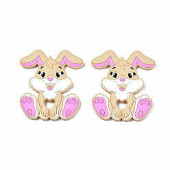 Navajo White Food Grade Eco-Friendly Silicone Focal Beads, Rabbit, Navajo White, 90x72x9mm, Hole: 10.5x13mm