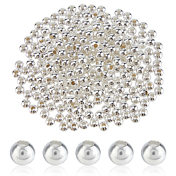 Серебро 250шт. латунные гладкие круглые бусины, лоскутных шарик прокладки, серебряные, 6 мм, отверстие : 2.5 мм