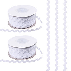 Белый 2 рулоны полиэфирной ленты, волнистый изогнутый край, белые, 1/4 дюйм (5 мм), около 27.34 ярдов (25 м) / рулон