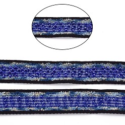 Dark Blue Nylon Ribbon, with Glass Seed Beads, Dark Blue, 3/4 inch(19~20mm)