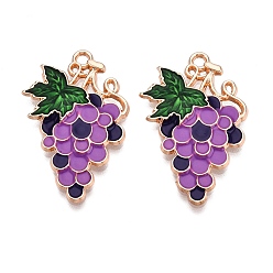 Винограды Подвески из сплава с эмалью на тему Дня благодарения, без свинца и без кадмия, золотые, винограды, 36x23x2.5 мм, отверстие : 2 мм