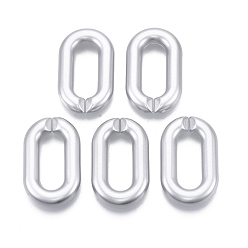 Серебро Окрашенные распылением пластиковые соединительные кольца ccb, разъемы для быстрой связи, для изготовления ювелирных кабельных цепей, овальные, серебряные, 39x24x7 мм, внутренний диаметр: 10x25 мм