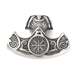 Античное Серебро 316 большие подвески из хирургической нержавеющей стали, молот Тора со шлемом трепета, античное серебро, 37x51x13.5 мм, отверстие : 6.5 мм