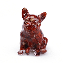 Красный Камень Украшение для выставки собак из смолы, с натуральной красной яшмовой крошкой внутри статуй для украшения домашнего офиса, 45x50x75 мм