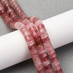 Клубничный Кварц Природного кварца клубники нитей бисера, диск, Heishi бусы, 6x3.5 мм, отверстие : 0.8 мм, около 113~114 шт / нитка, 14.92'' (37.9 см) ~ 15.08'' (38.3 см)