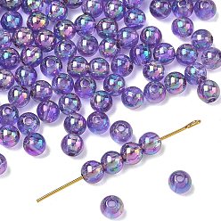 Средняя Орхидея Экологичные прозрачные акриловые бусины, круглые, AB цвет, средне орхидеи, 5 мм, отверстие : 1.5 мм, Около 8400 шт / 500 г