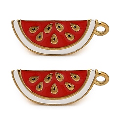 Арбуз 304 подвески из нержавеющей стали, с эмалью, ионное покрытие (ip), реальный 18 k позолоченный, арбуз, 18.5x7x5 мм, отверстие : 1.5 мм