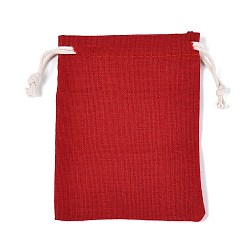 Малиновый Прямоугольник ткани упаковочные пакеты, шнурок сумки, малиновый, 11.8x8.75x0.55 см