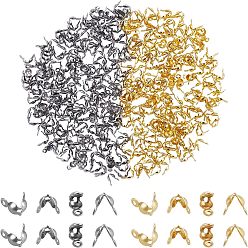 Золотой & Цвет Нержавеющей Стали 400 шт. 2 стиль 304 наконечники из нержавеющей стали, Калотте заканчивается, крышка раскладушки, золотые и нержавеющая сталь цвет, 8x4 мм, отверстие : 1.2~1.3 мм, внутренний диаметр: 3 мм, 200 шт / стиль