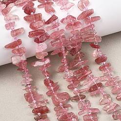 Клубничный Кварц Природного кварца клубники нитей бисера, чип, класс А, с бисером, 6~22x3~8x1~8 мм, отверстие : 1 мм, около 66~78 шт / нитка, 15.55'' (39.5 см)