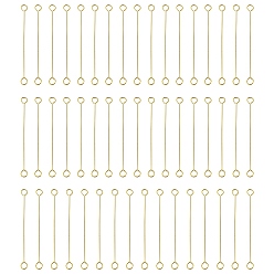 Настоящее золото 18K 316 хирургические наглазники из нержавеющей стали, двухсторонние наглазники, реальный 18 k позолоченный, 26 датчик, 30x2.5x0.4 мм, отверстие : 1.6 мм