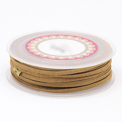 Темно-Золотистый Шнуры из искусственной замши, искусственная замшевая кружева, темные золотарник, 3x1.5 мм, около 5.46 ярдов (5 м) / рулон