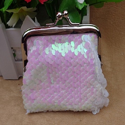 Белый Кукольная сумочка трапециевидной формы из нетканого материала, с железным каркасом для кошелька платинового цвета и пайетками, принадлежности для американских кукол, белые, 70x90 мм